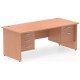 Rayleigh Panel End Straight Desk with 2 x Fixed Pedestal